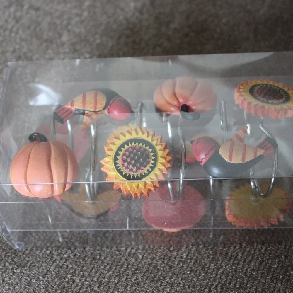 Harvest Home Shower Hooks Bernadette Deming Penny Lane Fall Pumpkin Bird NEW